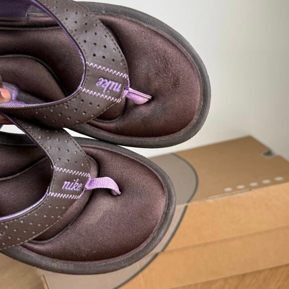 Nike Ultra Comfort Footbed Purple/Brown Women Slides Flip Flops- SZ 7 - Picture 6 of 11